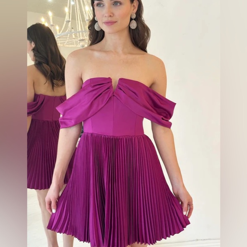 AMUR Tilly off Shoulder Minidress in Purple Sangria